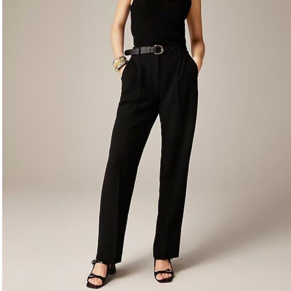 NWT J. Crew Women's Essential Straight Leg Trouser Pant City Crepe Black Size 8 - Picture 1 of 13
